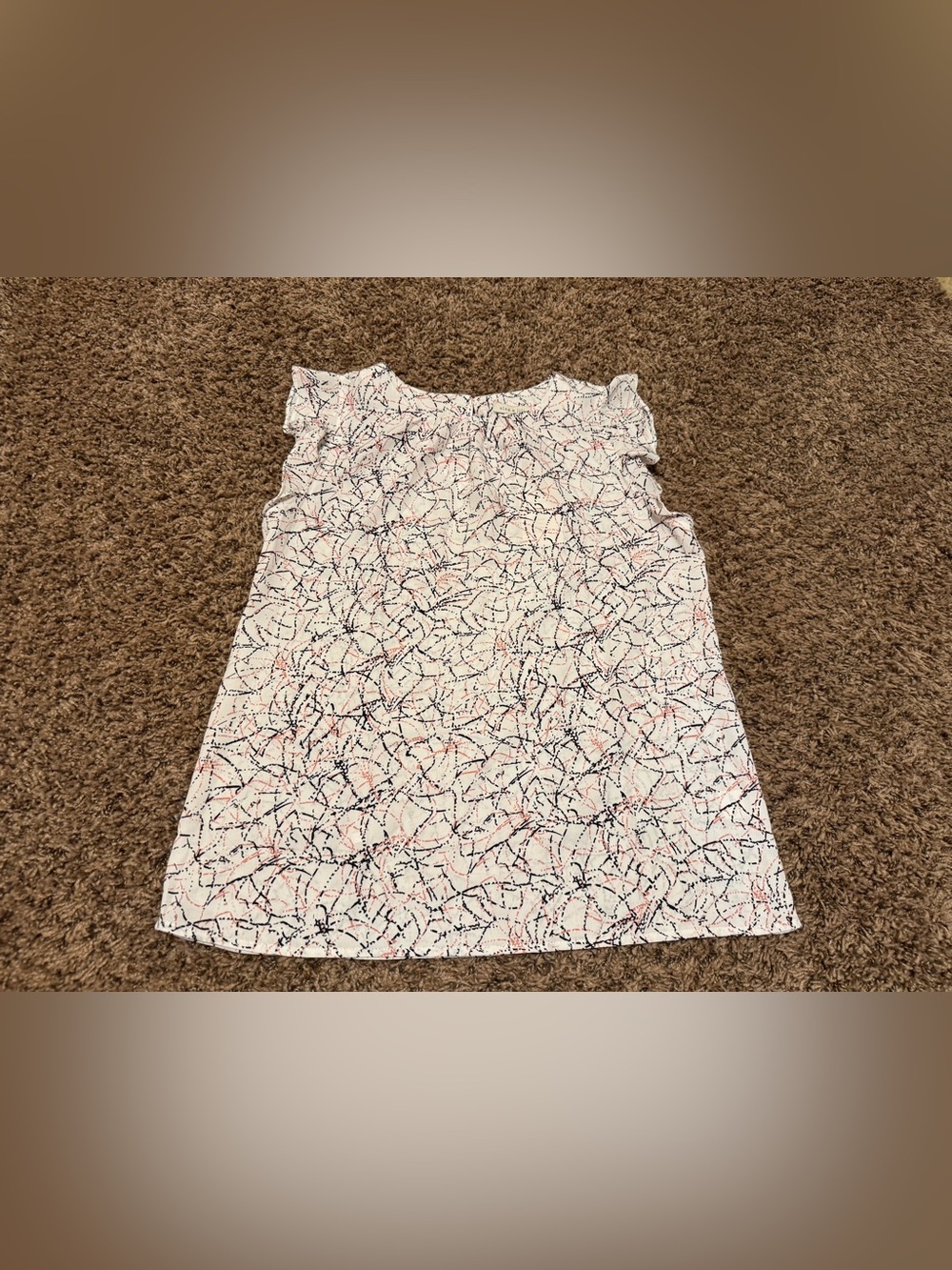 Alex & Lili White Patterned Cap Sleeve Blouse Top